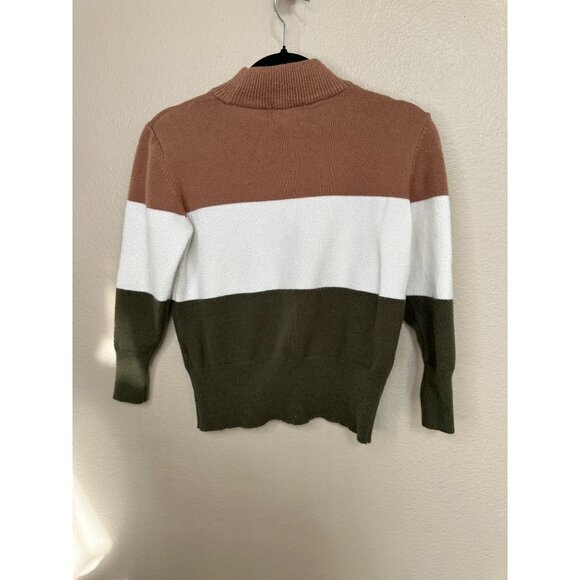 Poof Apparel Womens Striped Sweater Small long sleeve pullover turtleneck rayon - Picture 5 of 6